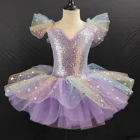 Vestido de princesa de rendimiento a la moda, ropa para niñas, leotardo de Ballet para bebés, Vestidos, tutú, falda de Ballet para niños, traje de baile