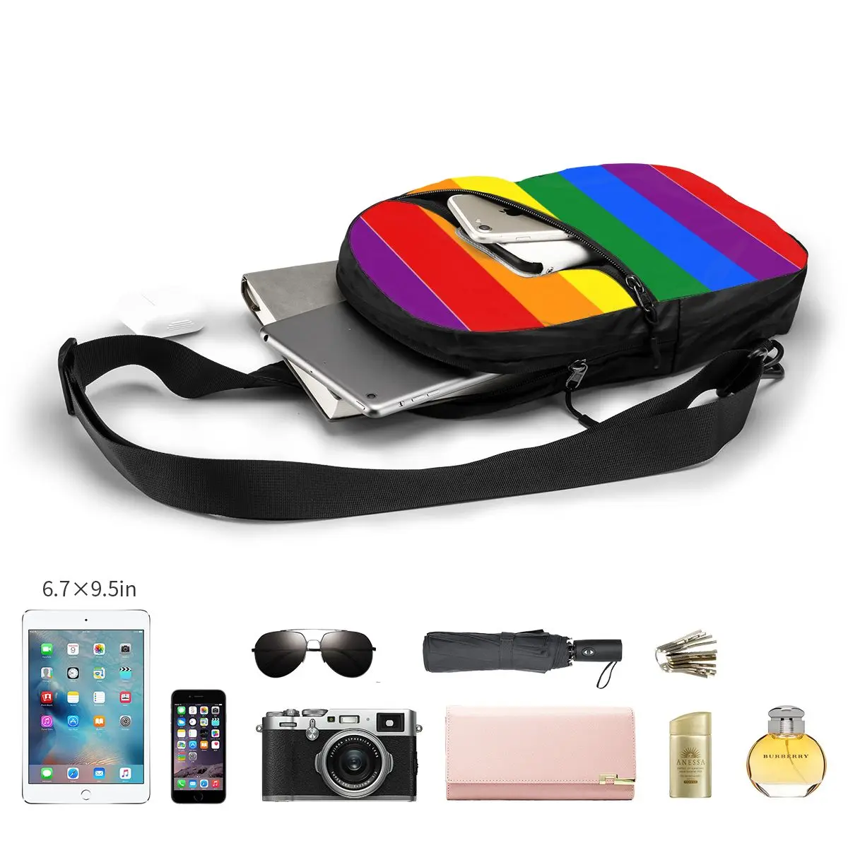 Cool Lgbt Vlag Sling Crossbody Rugzak Mannen Gay Pride Regenboog Schoudertassen Voor Reizen Fietsen