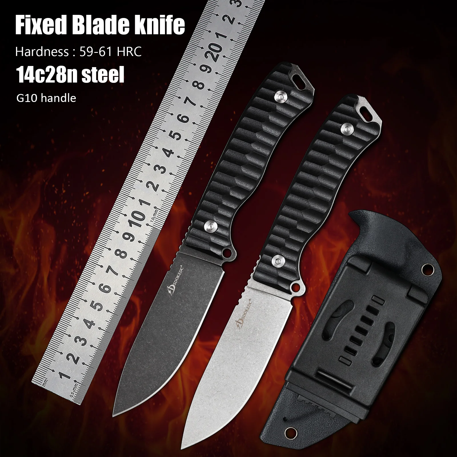 

14c28n steel Camping Utility Knives Tactical Survival Hunting Fixed Blade Knife Self Defense G10 Handle