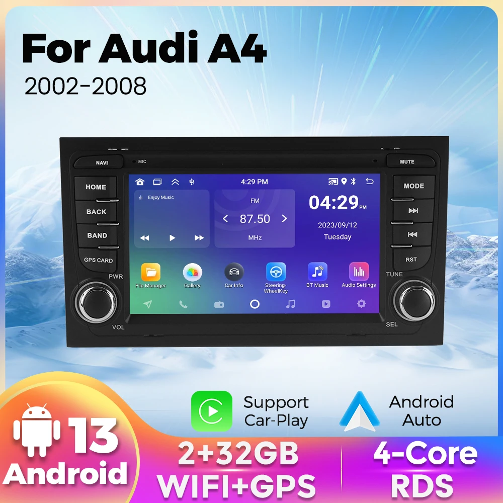 Wireless Carplay Android Auto Car Radio For Audi A4 B6 B7 S4 B7 B6 RS4 Seat Exeo RS4 B7 2002 - 2008 Multimedia Stereo GPS Audio 