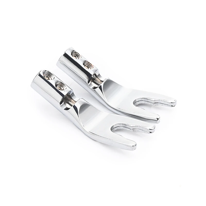 8PCS ATAUDIO Hi-end Aluminum Alloy Y Spade Speaker Plugs for Audio Screw Fork Connector Adapter
