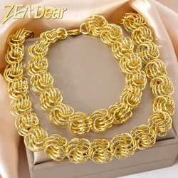 1 set thick Italian gold plated necklace bracelet set Linking Cuban necklace for female male Hip Hop rock party jewelry set gift