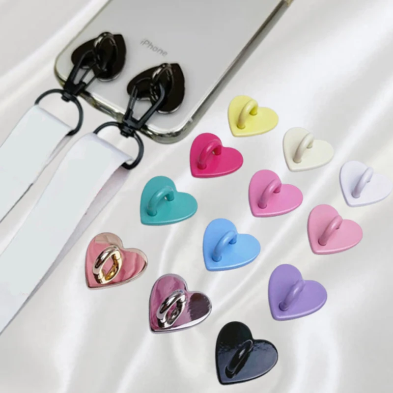 1/4Pcs Mini Self Adhesive Metal Heart Phone Charm Holder Case Finger Ring Stand Hook Cute Buckle Charms Clasp for Samsung iPhone