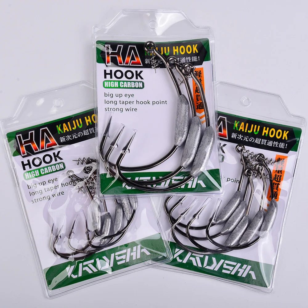PROBEROS 3/5 Stück Gewichtete Swimbait-Haken mit Federverschluss, Hochkarbon-Stahl, Wide Gap Jig-Haken für Hecht, Barsch, Texas Rig Angelzubehör – Detail 10