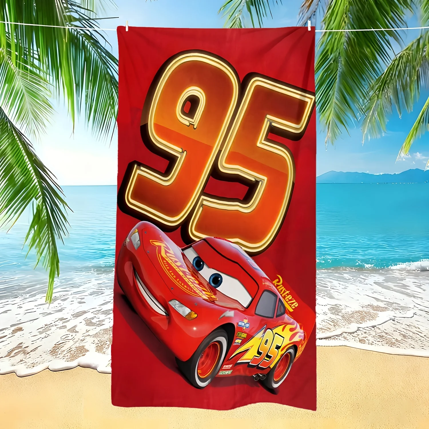

Пляжное полотенце с принтом Disney Cars Lightning McQueen 95, 1 шт., полиэстер, быстросохнущее, легкое, мягкое, для плавания, серфинга, кемпинга, T