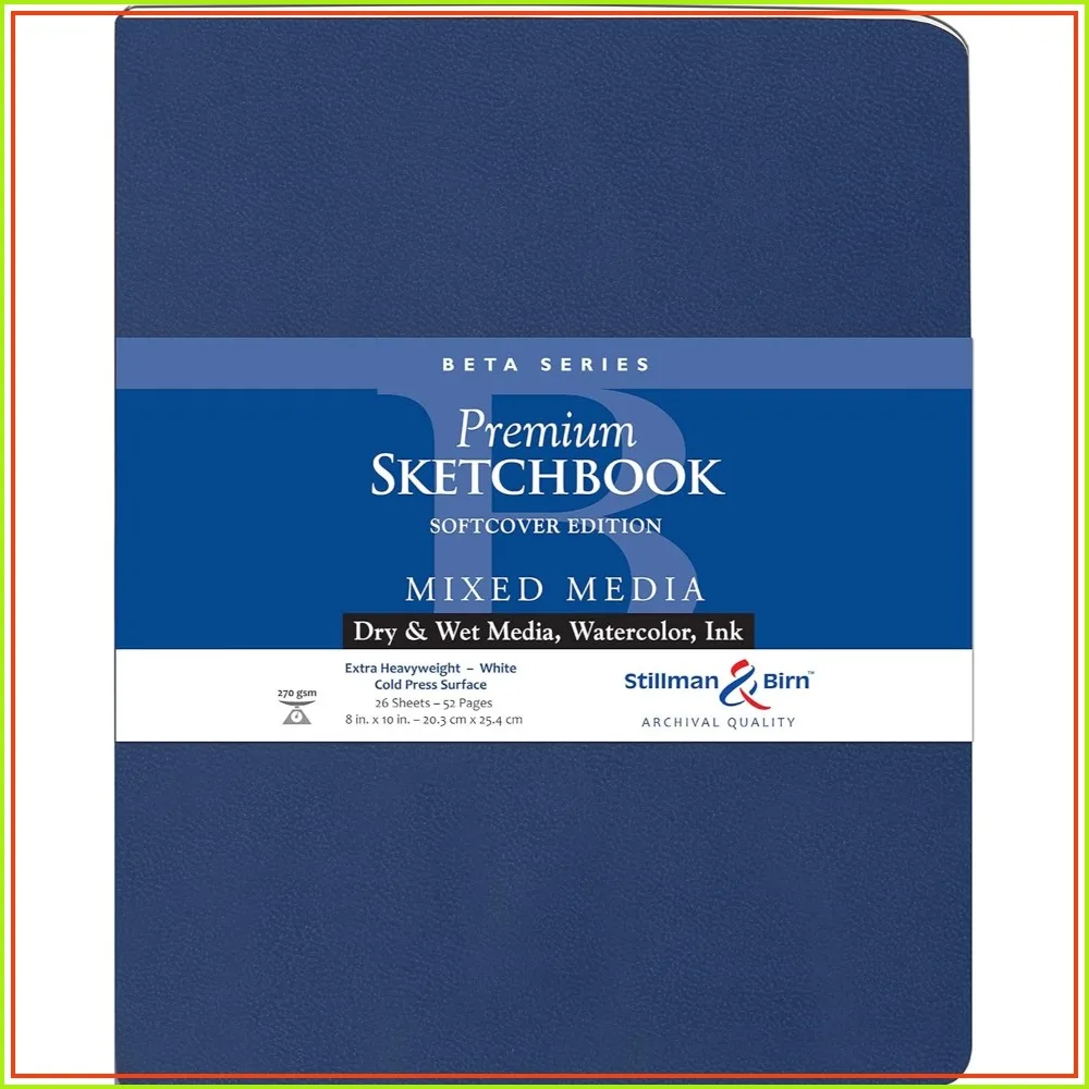 

Extra Heavyweight 270 GSM Cold Press Sketchbook, 8x10 Inches, White Paper, Sewn Binding