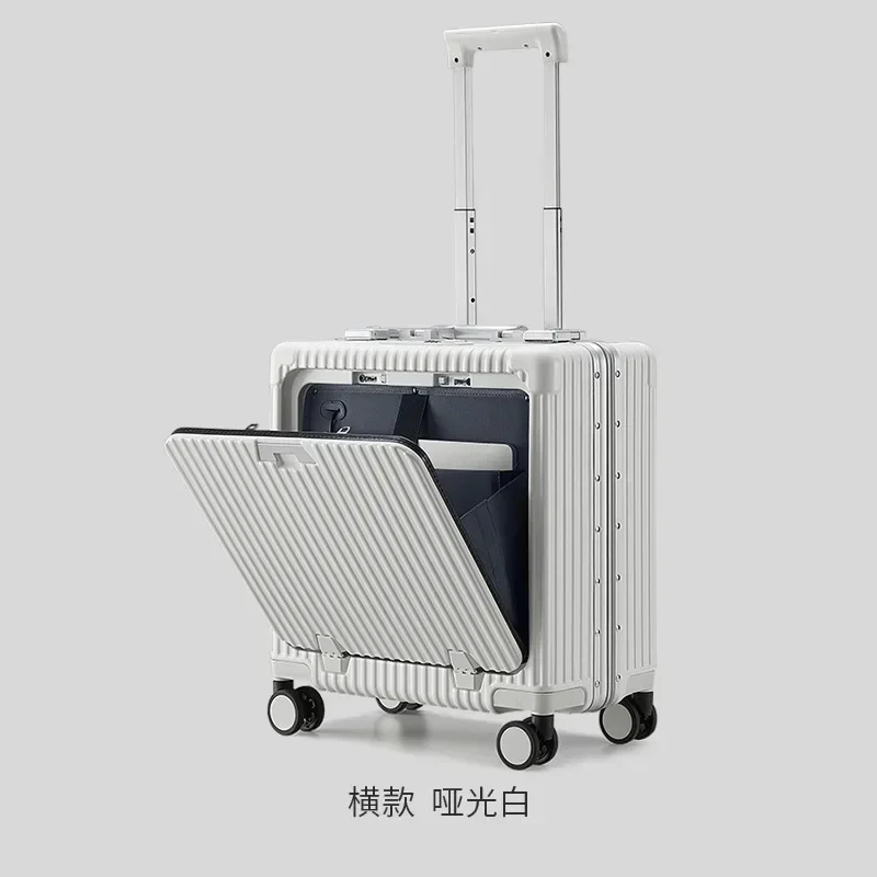 Front opening boarding suitcase can be placed in computer pc aluminum frame password 20 inch universal wheel charging travel