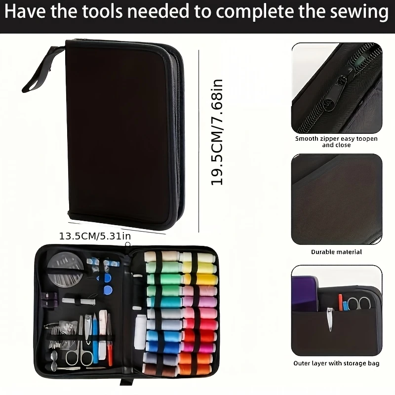 95-Piece Multifunctional Sewing Kit with 24-Colored Threads Portable Mini Travel Repair Tool Set