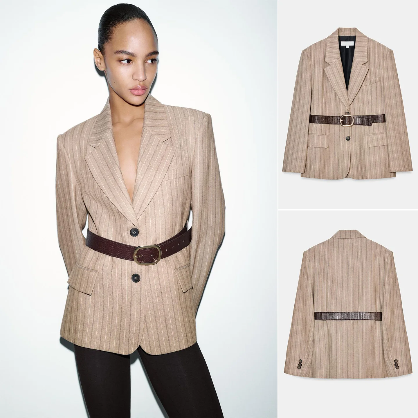 

Новая весенняя женская куртка-пиджак с длинными рукавами, отложным воротником, подплечниками и поясом, свободного кроя, из полиэфирного волокна