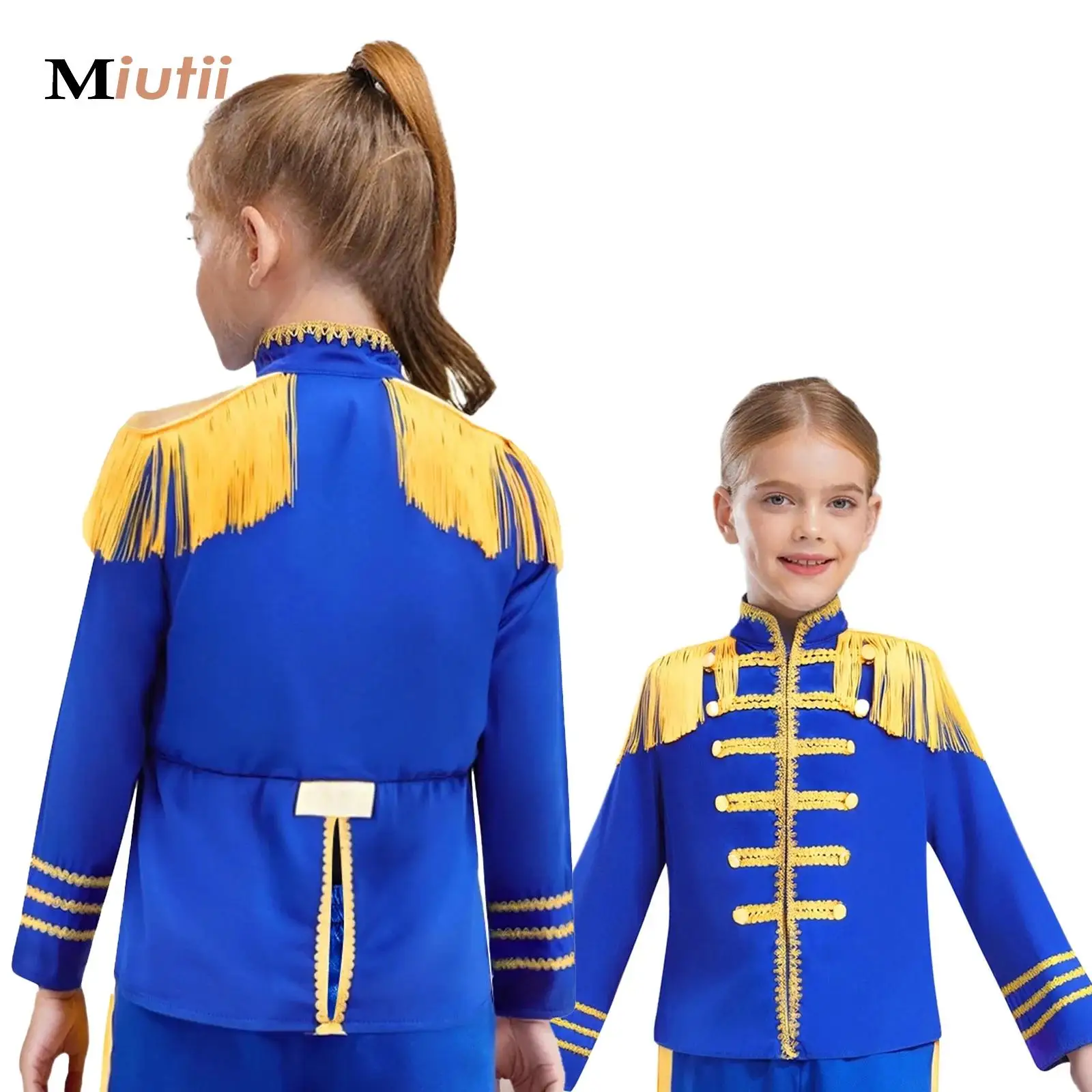

Kids Girls Ringmaster Jacket Fringe Tassel Shoulder Coat Halloween Cosplay 1960s British Pop-Star Rock Musician Singer Costume