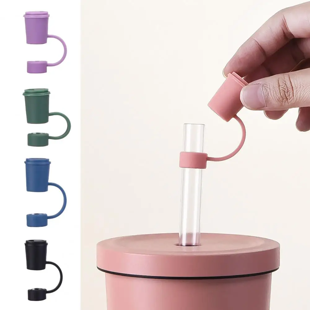 12mm Straw Cover Reusable Food Grade Plastic Straw Cover Protector for Glass Straws Dust-proof Mini Tip Plug Topper Kitchen