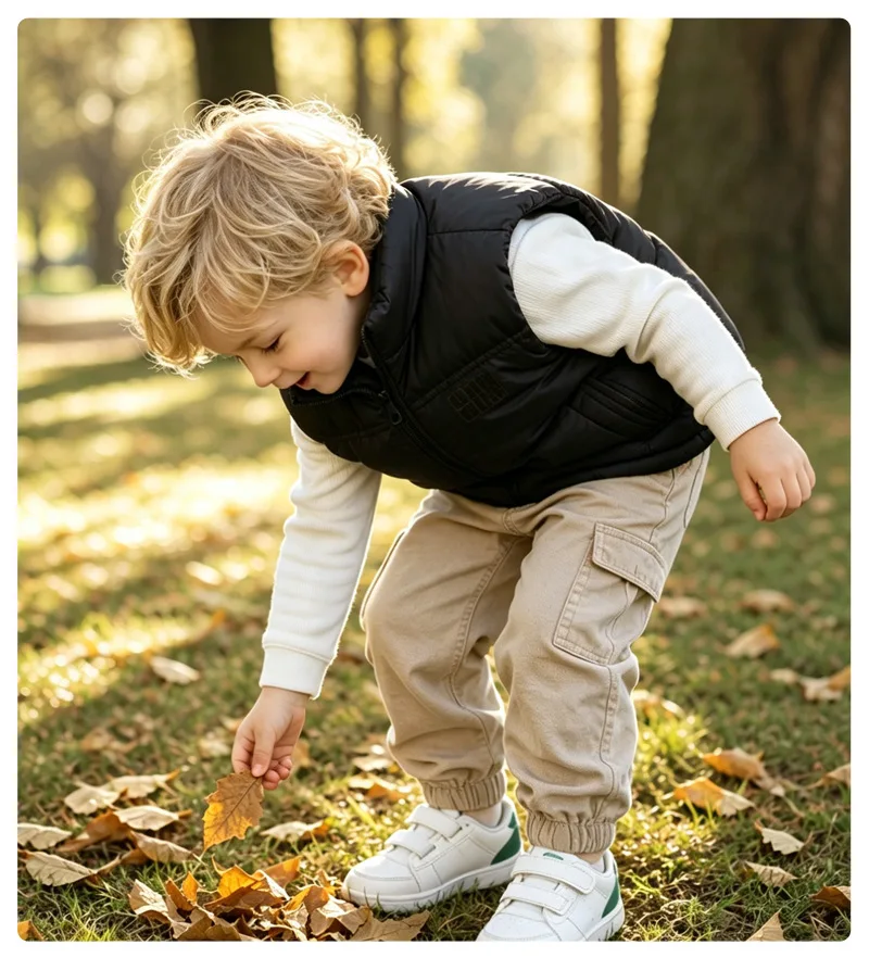 Dicke Weiche Weste für Jungen und Mädchen, Kinder Herbst Winter Winddichte Warme Weste, Baby Freizeitweste, Schüler Outdoor Campus Sportweste, Kinder – Detail 23