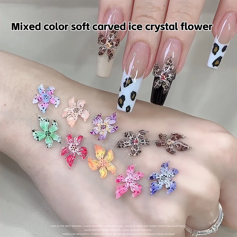 3D żywica paznokcie artystyczne dżetów kolorowe mieszane kwiatowe wisiorki wykwintna biżuteria akrylowa Manicure dekoracje DIY akcesoria narzędzia