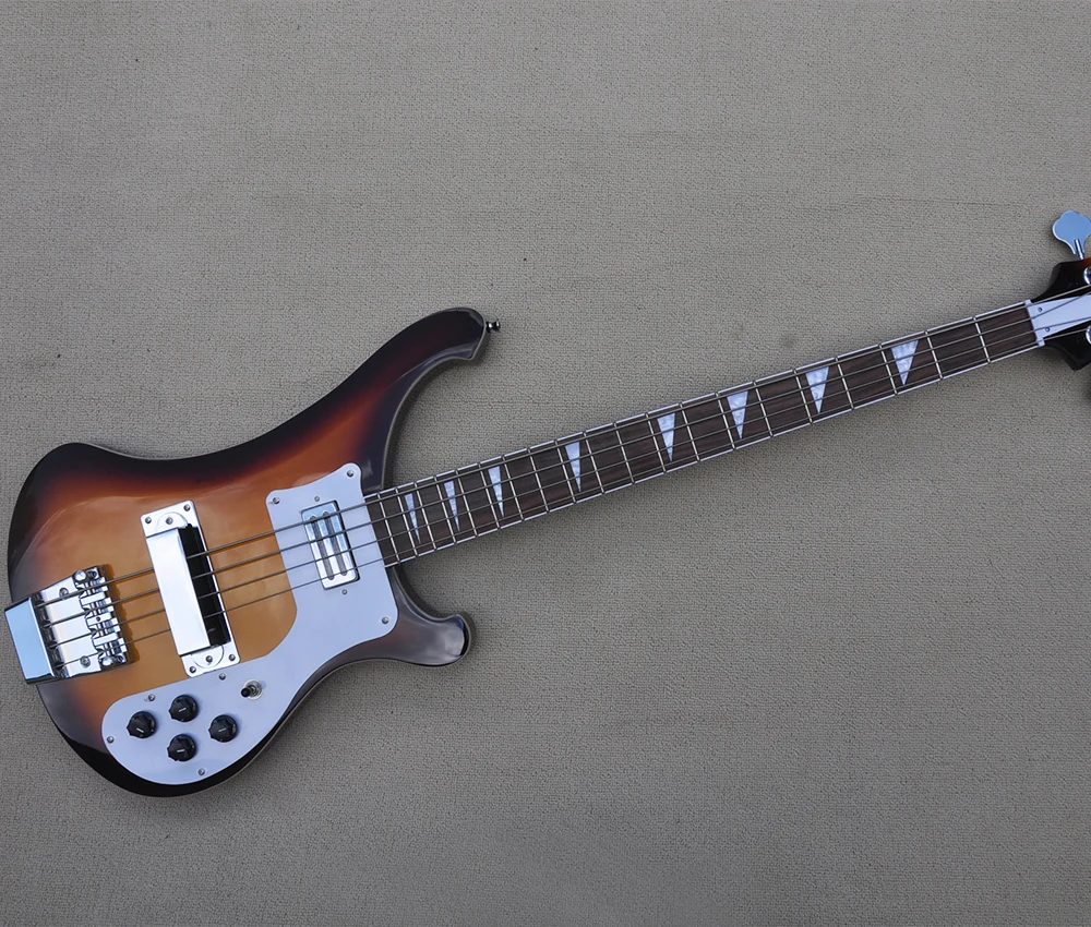 

4 Strings Tobacco Sunburst Electric Bass Guitar with White Pickguard,Rosewood Fretboard