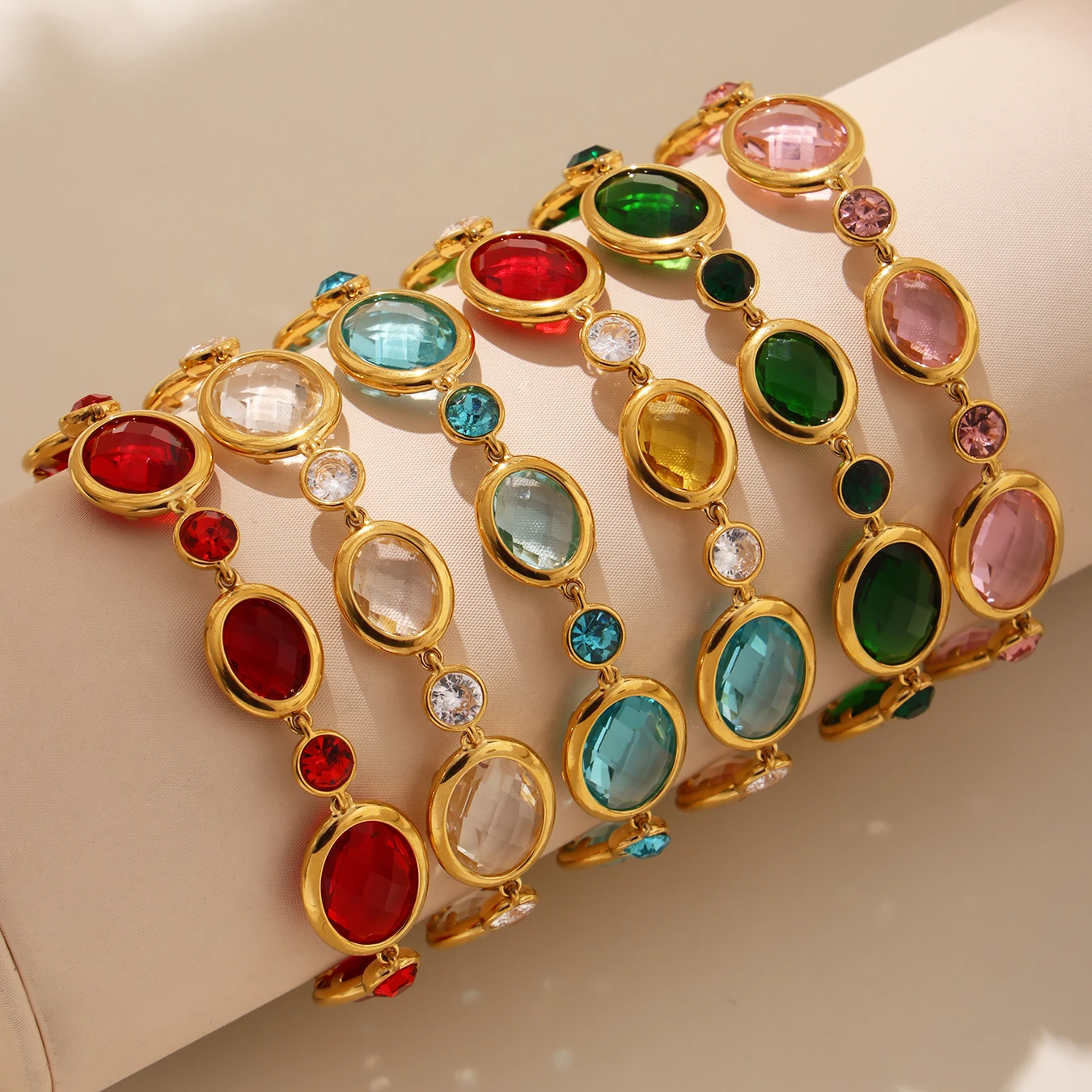 

Nivora Distinctive Stainless Steel Shiny Glass Chain Bracelet For Women Charm Wrist Bracelets Engagement Wedding Jewelry Gifts