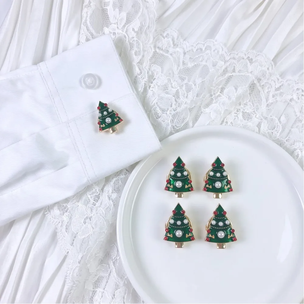Christmas Tree Pearl Festive Chic Button Covers for Women Shirt Button Cover Elegant Blouse Accessories Wedding Gift for Her