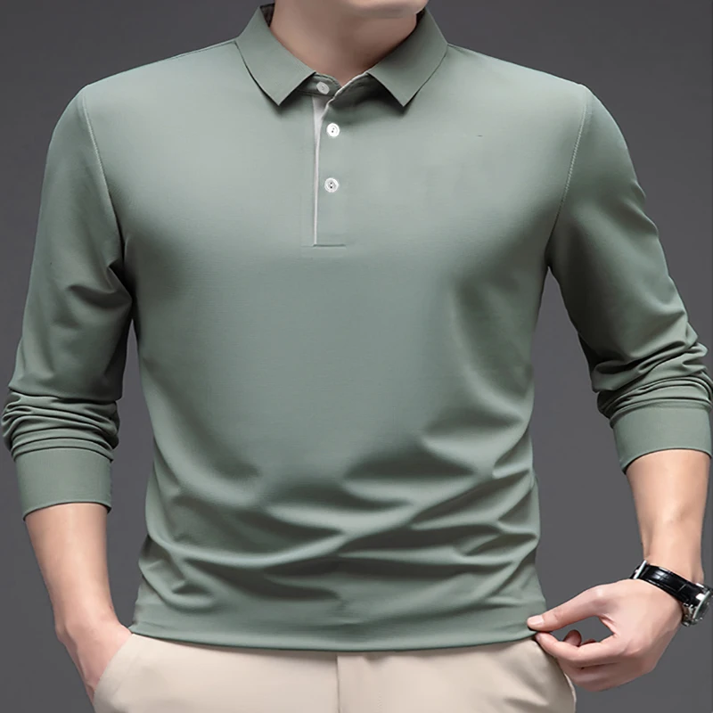 Polo de Golf de manga larga para hombre, Top informal de negocios a la moda, primavera y otoño, novedad de 2024