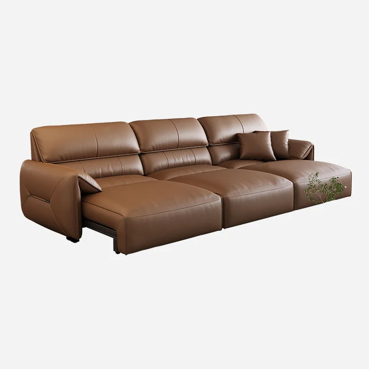 

Electric leather zero wall sofa combination simple living room three-person straight sofa bed