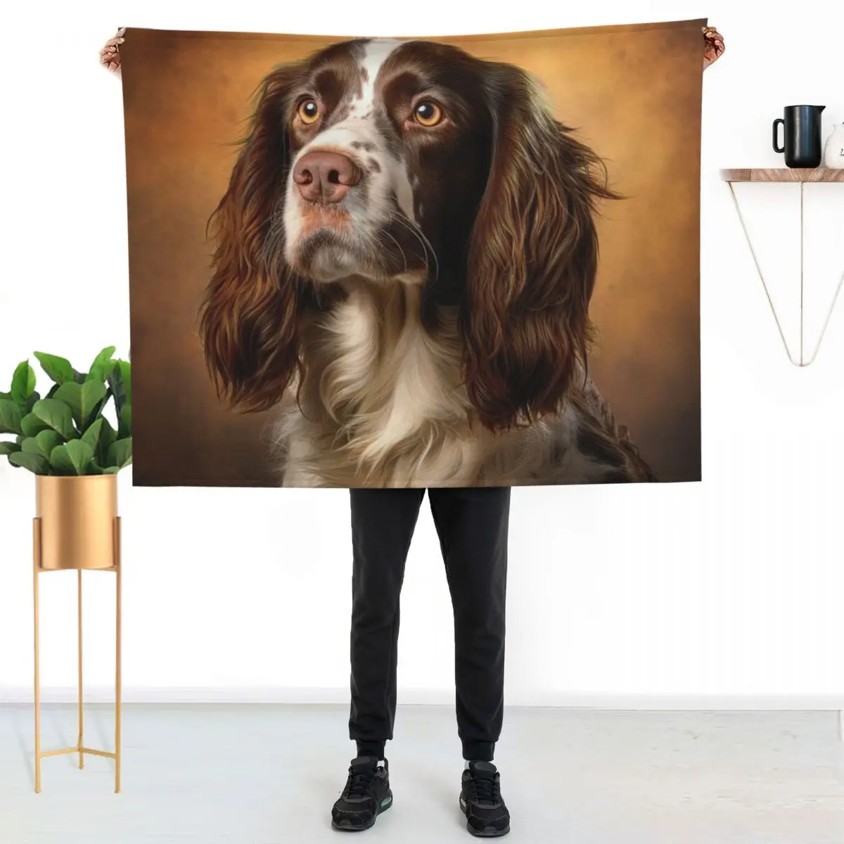 Manta delgada y suave con diseño de perrito inglés Springer blanco y con estampado de hígado, ideal para dormir en las noches de verano.