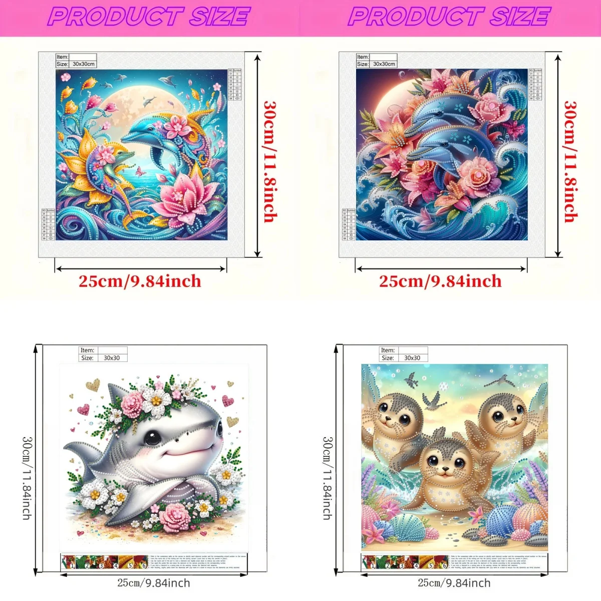 1 piece/set of DIY dolphin and flower pattern frameless irregular diamond painting art set, a gift for beginners and adults