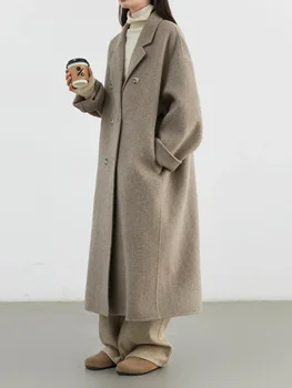 CHIC VEN Women Woolen Coat Double-breasted Basic Loose Casual Retro New Long Double-sided Female Overcoat Autumn Winter 2026 4