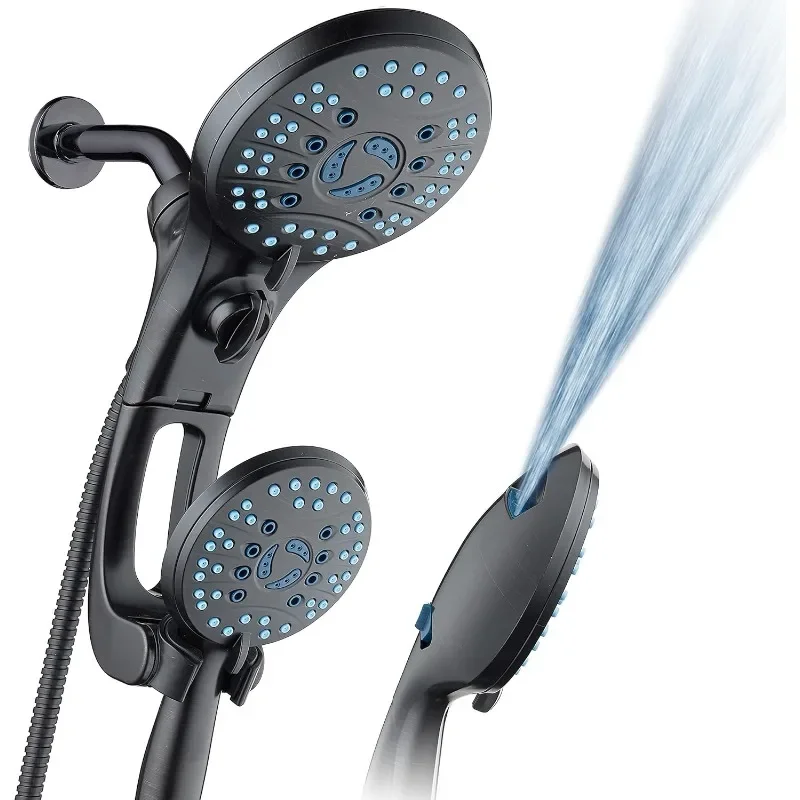 High Pressure Handheld/Rain 50-mode 3-way Shower Head Combo with Adjustable Arm - Anti-clog Nozzles, Tub & Pet Power Wash