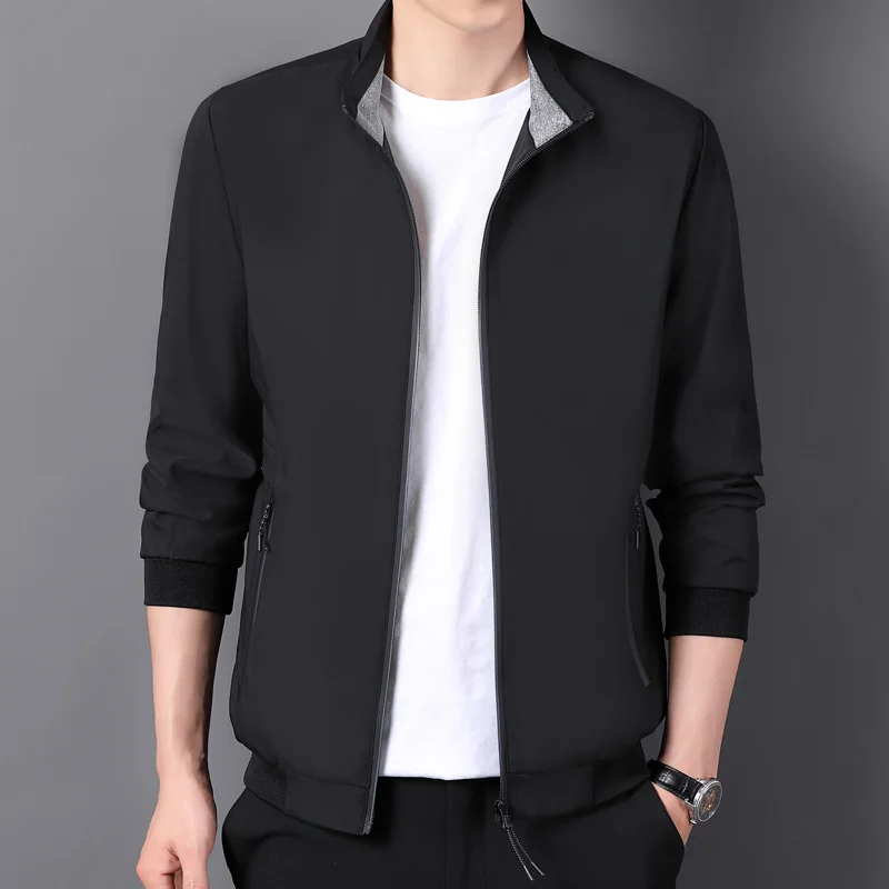 

Fashion Casual Business Jacket for Men High Quality Zipper Male Clothing Outdoor Daily Windproof Men Overcoat Solid Color Coats
