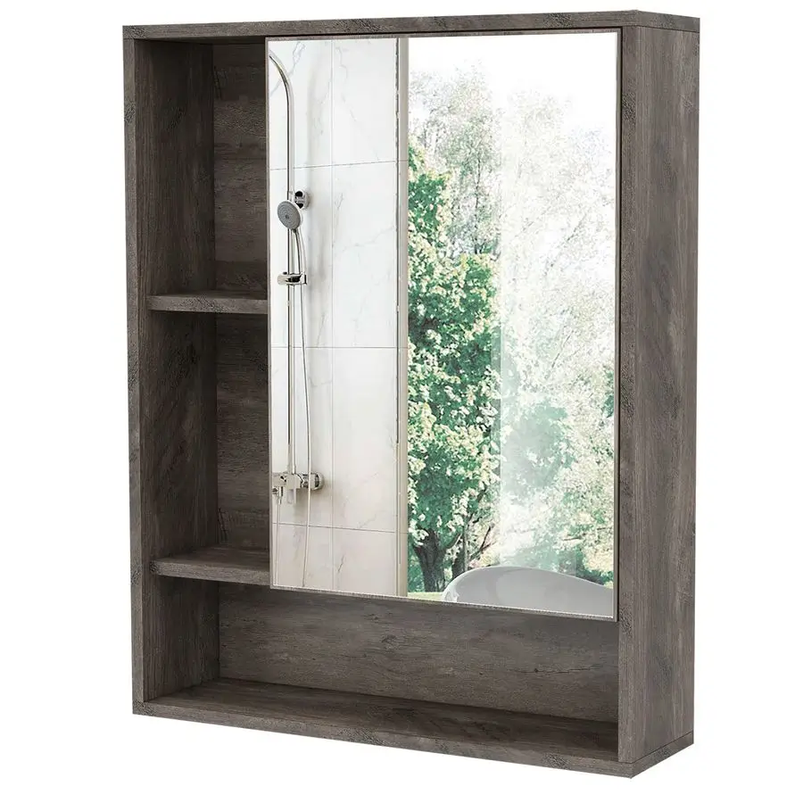 Bathroom Wall Mirror Cabinet, Medicine Cabinet with Single Door and Adjustable Shelf, Over The Toilet Space Saver Storage Cabine