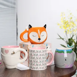 Creative Animal Ceramic Mug, Fox, Swan, Whale, 3D Cartoon Coffee Mugs with Handle, Personalized Office Cup, 350ml