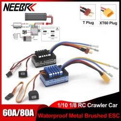 NEEBRC 60A 80A 2-3S Waterproof Full Metal Brushed ESC for 540 550 Motor 1/10 1/12 RC Crawler Monster on-road Off-road Car