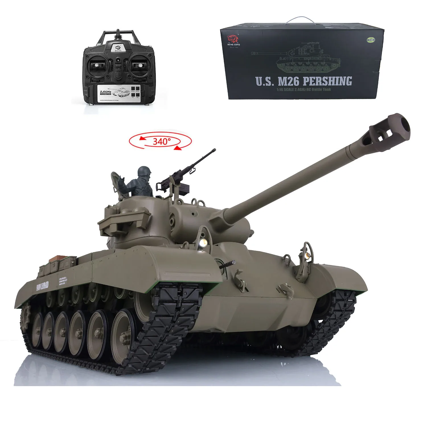 2.4Ghz Henglong Scala 1/16 7.0 Plastica Ver M26 Pershing RTR Carro armato RC Modello 3838