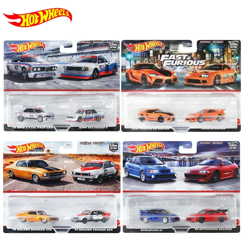 Genuine Hot Wheels Premium Car Culture Toys for Boy 1/64 Mitsubishi Evolution Eclipse Holden Monaro Torana BMW 2 Pack Model Gift