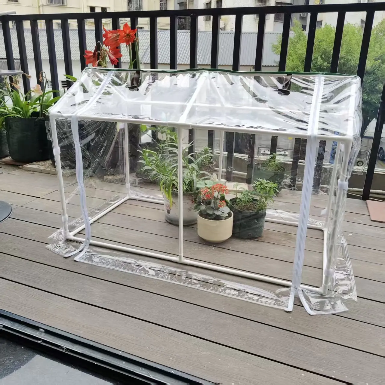 Multi-purpose Reinforced Pointed Top Greenhouse, Wind & Frost Resistant Plant Shelter with PVC Frame & Thermal Cover