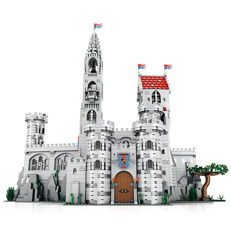 Medieval King Castle Street View Building Blocks Set, European Castle Architecture Model, DIY Educational Bricks Assembly Toy, D
