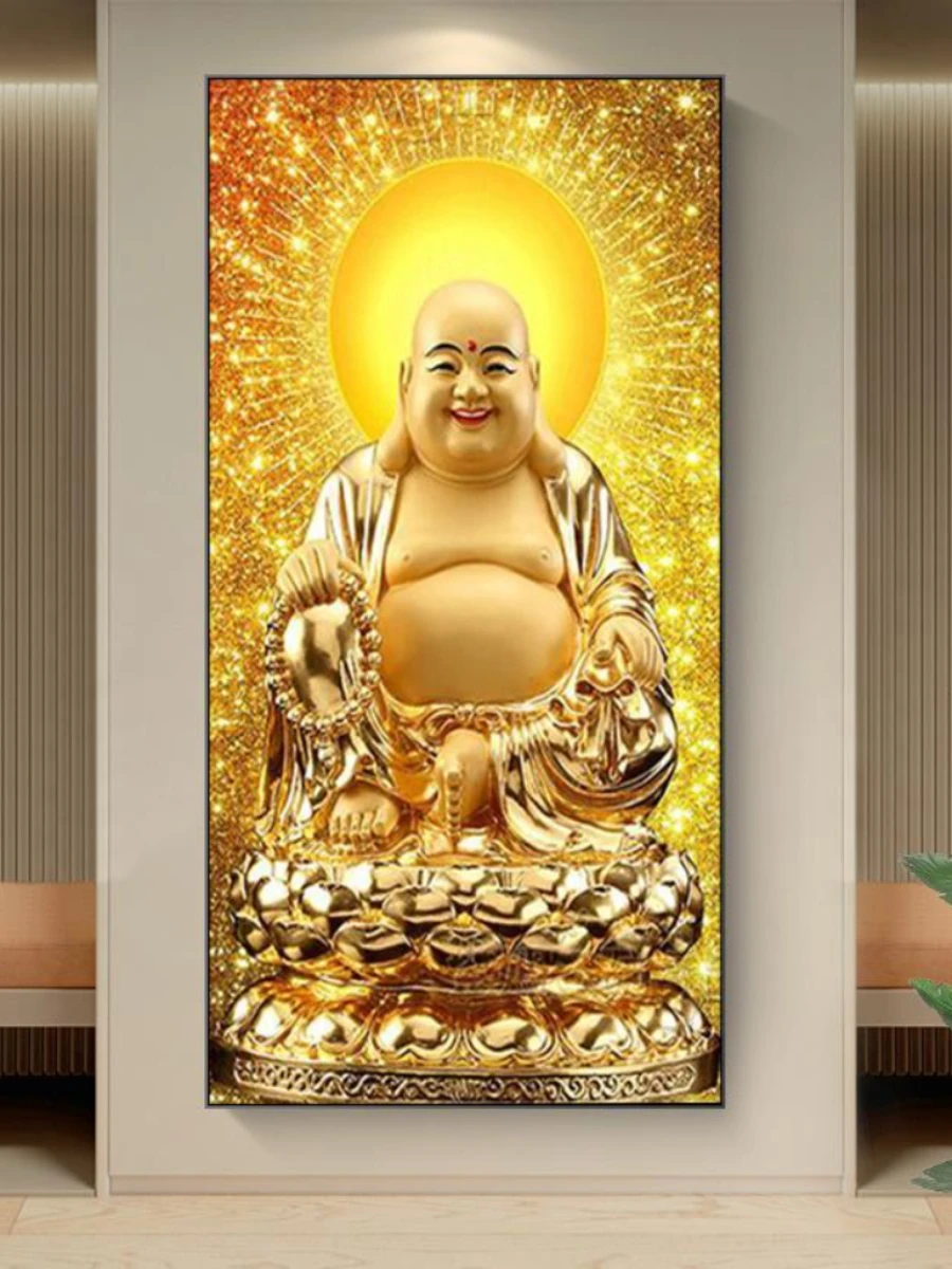 

Алмазная вышивка: Будда Майтрея, Золотой Бодхисаттва, вертикальная версия, для нового дома, гостиной, прихожей, без рамы