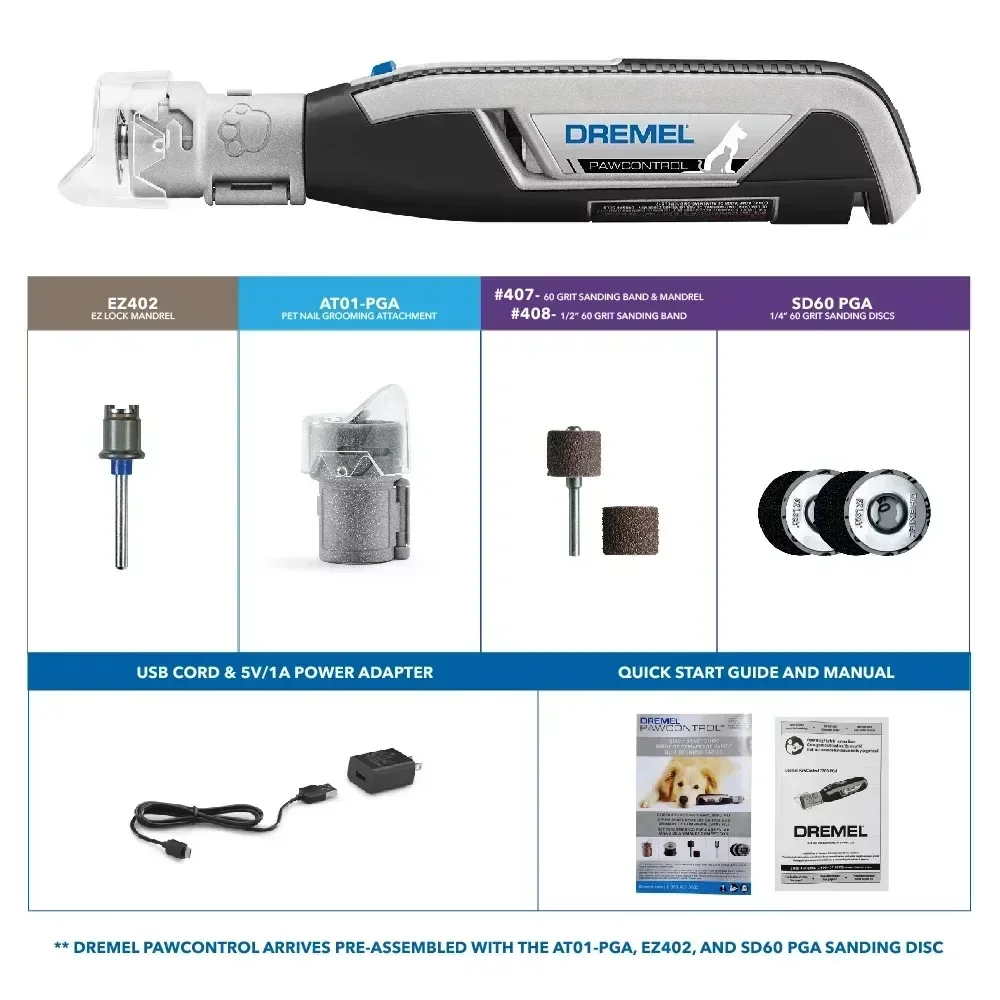 Cordless Rotary Pet prego Grooming Kit, Dog e Cat Grooming, EUA, 7760-PGK, 4 Volt, Novo