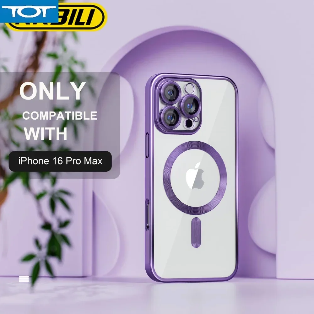 Nnbili luxo galvanizado magnético magsafe caso de carga sem fio para iphone16 pro max plus silicone à prova de choque capa ﻿