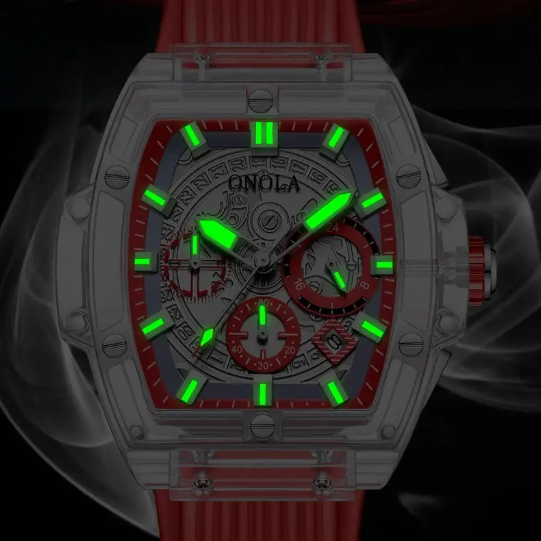 남성용 아크릴 투명 케이스 시계, 스포츠 실리콘 스트랩, 방수 쿼츠 손목시계, 인기 패션, 무료 배송, 2023