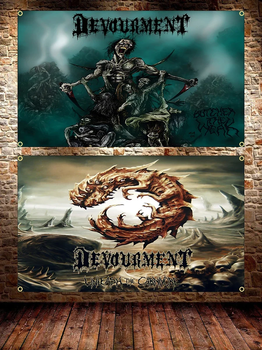 90X150CM 3X5Ft Devourments Band Flag Brutal Death Metal Band Polyester Printing Rock Banner For Decor Tapestry