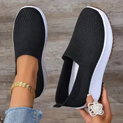 Mesh Mid Heel Fashion Sneakers Slip-on Spring/Autumn Ladies Shoes on Sale 2024 High Quality Hollow Women's Vulcanize Shoes