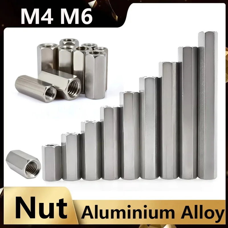 Dual Female Thread Hex Extension Couplers M5 M6, Anodized Aluminum Alloy Connectors and Standoff Pillars for Electronic Assembly