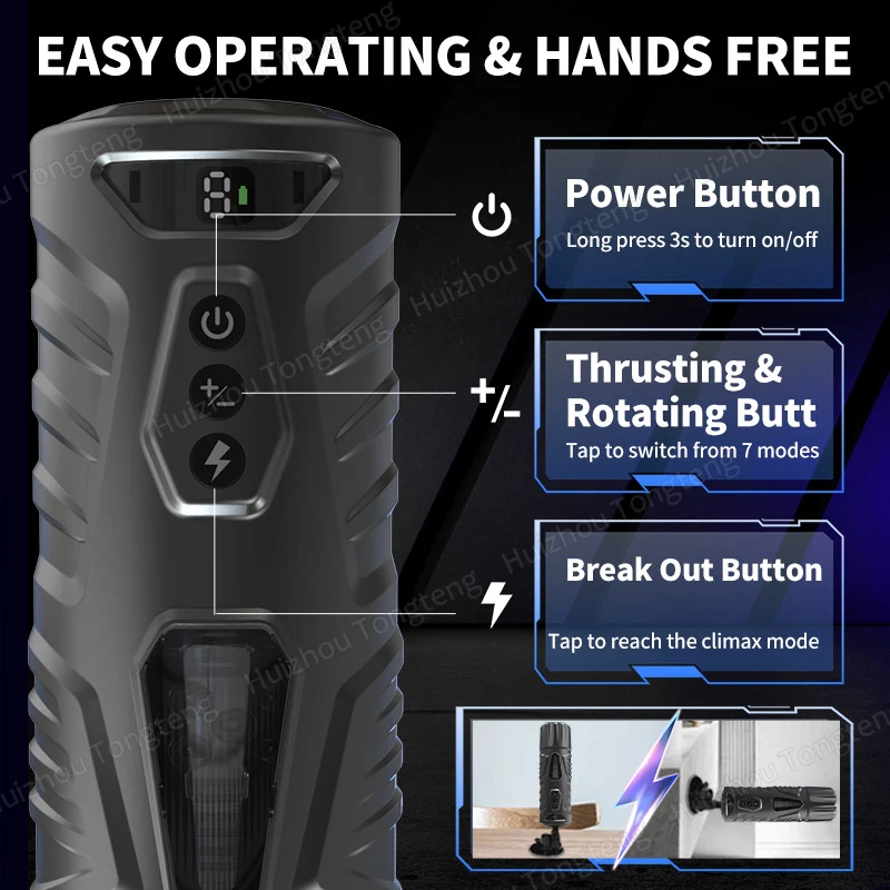 Male Masturbator Automatic With 7 Powerful Vibrating & Thrusting Blowjob Masturbation Cup Pocket Pussy for Adult Men Sex Toys