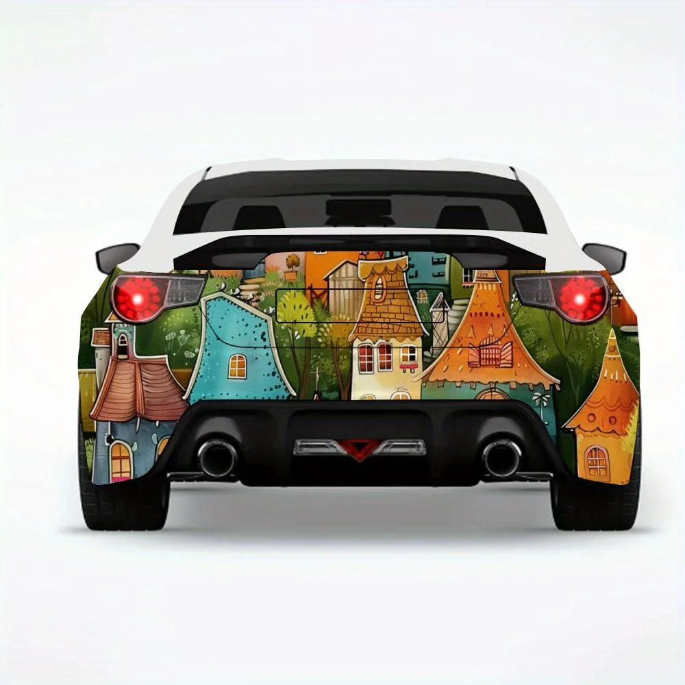 

Наклейка на автомобиль Fairy- tale Town, виниловая наклейка на заднюю часть автомобиля, водонепроницаемые самоклеящиеся виниловые наклейки для хвоста и бампера автомобиля, Decora