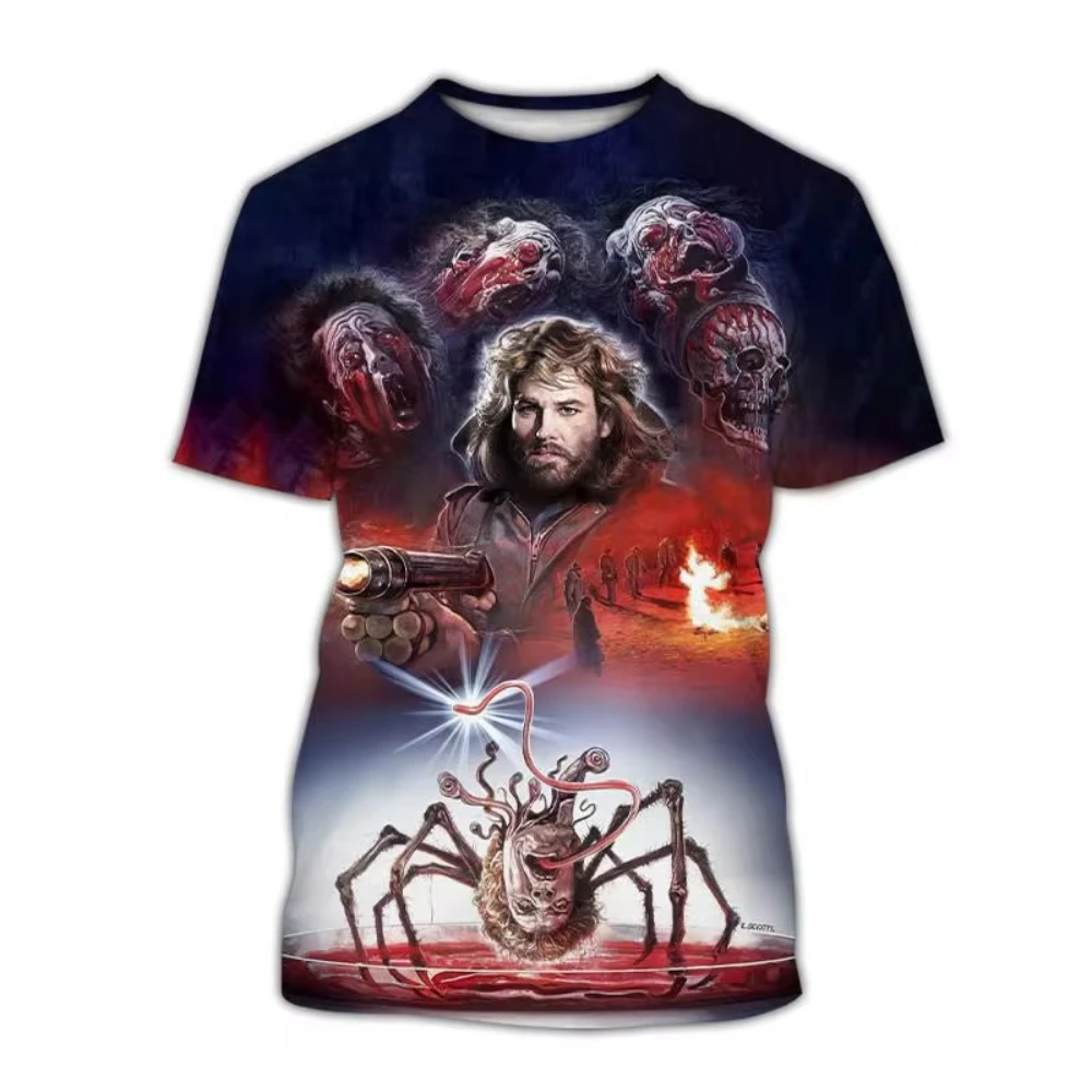 Horror Movie The Thing 3D Printed Men's T-Shirts Fashion Casual Harajuku Short Sleeve Oversized O-Neck Tee Tops Unisex Clothing