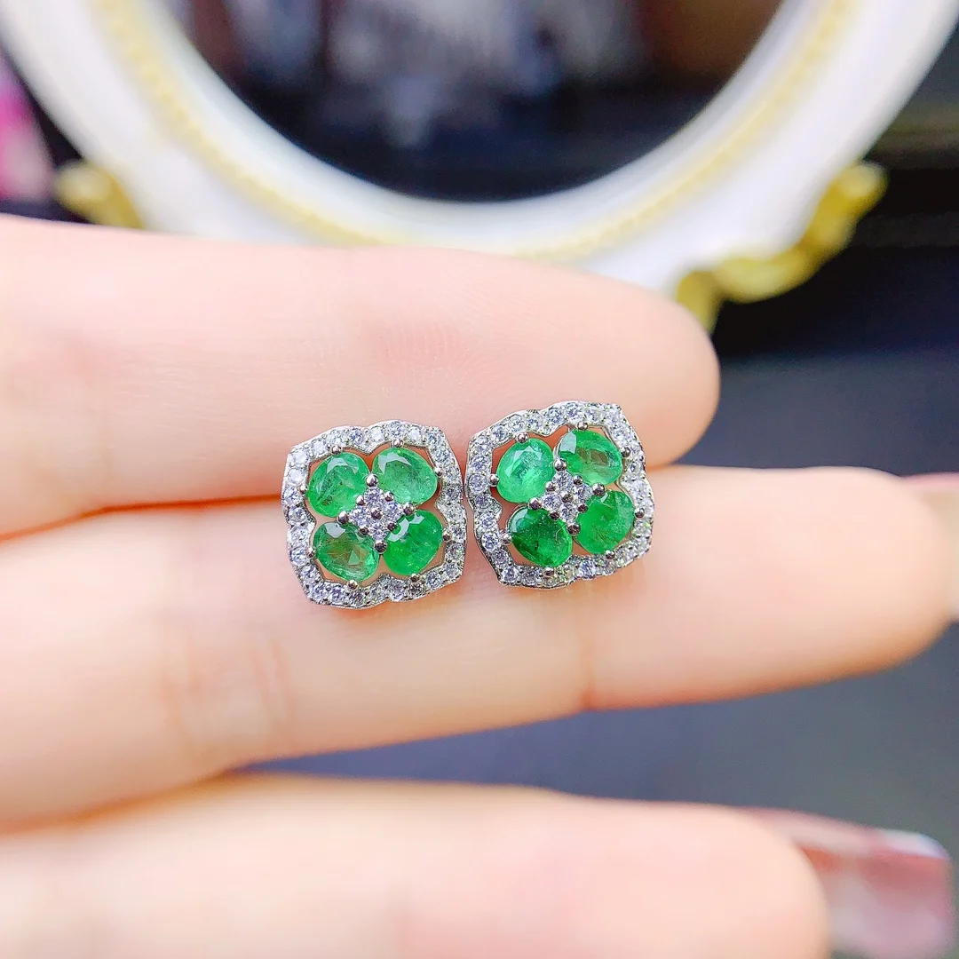 

Silver 925 Emerald Ruby Luxury Women's Earrings Luxury Women's Christmas Gift studs Wedding Free shipping boutique jewelry