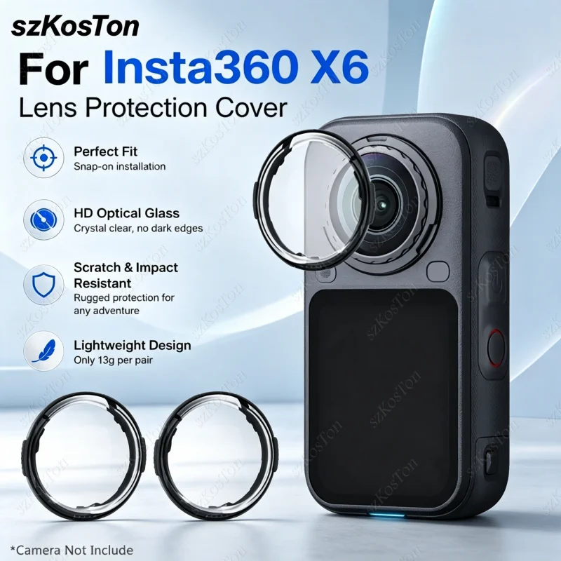 PC-Objektivschutzkappe für Insta360 X6 Kratzfeste Transparente Objektivabdeckung 360 ° Videokamera-Zubehör