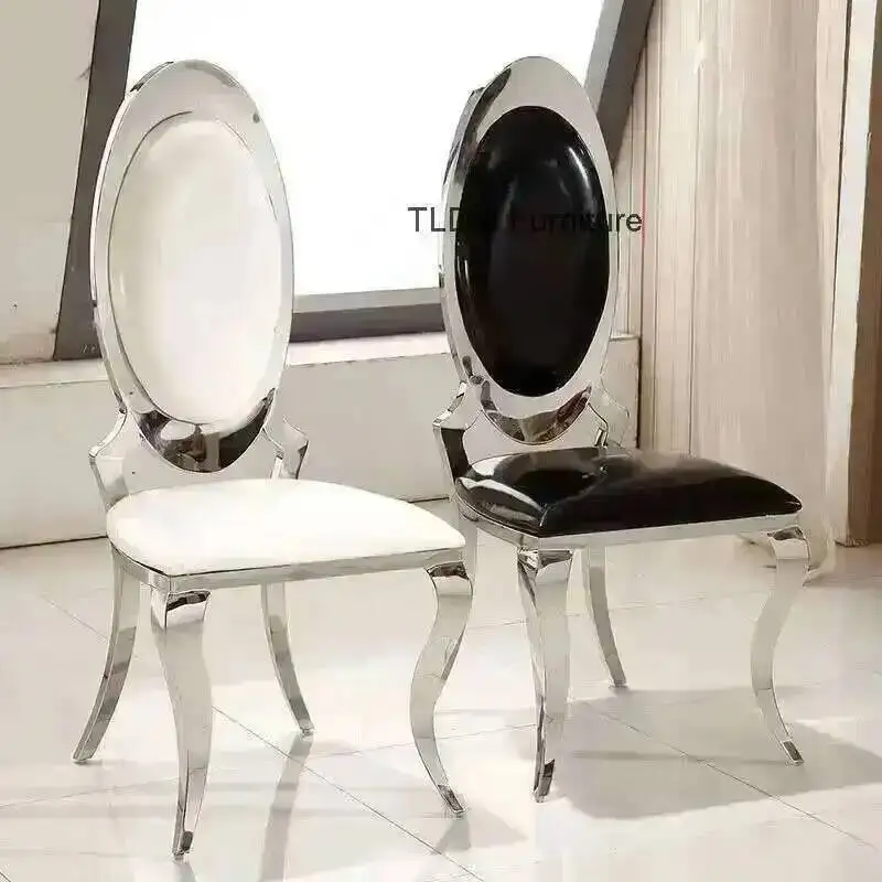 Comedor moderno de acero inoxidable, muebles de habitación americana, sillas de comedor de acero, respaldo Simple para sala de estar, silla de restaurante europea