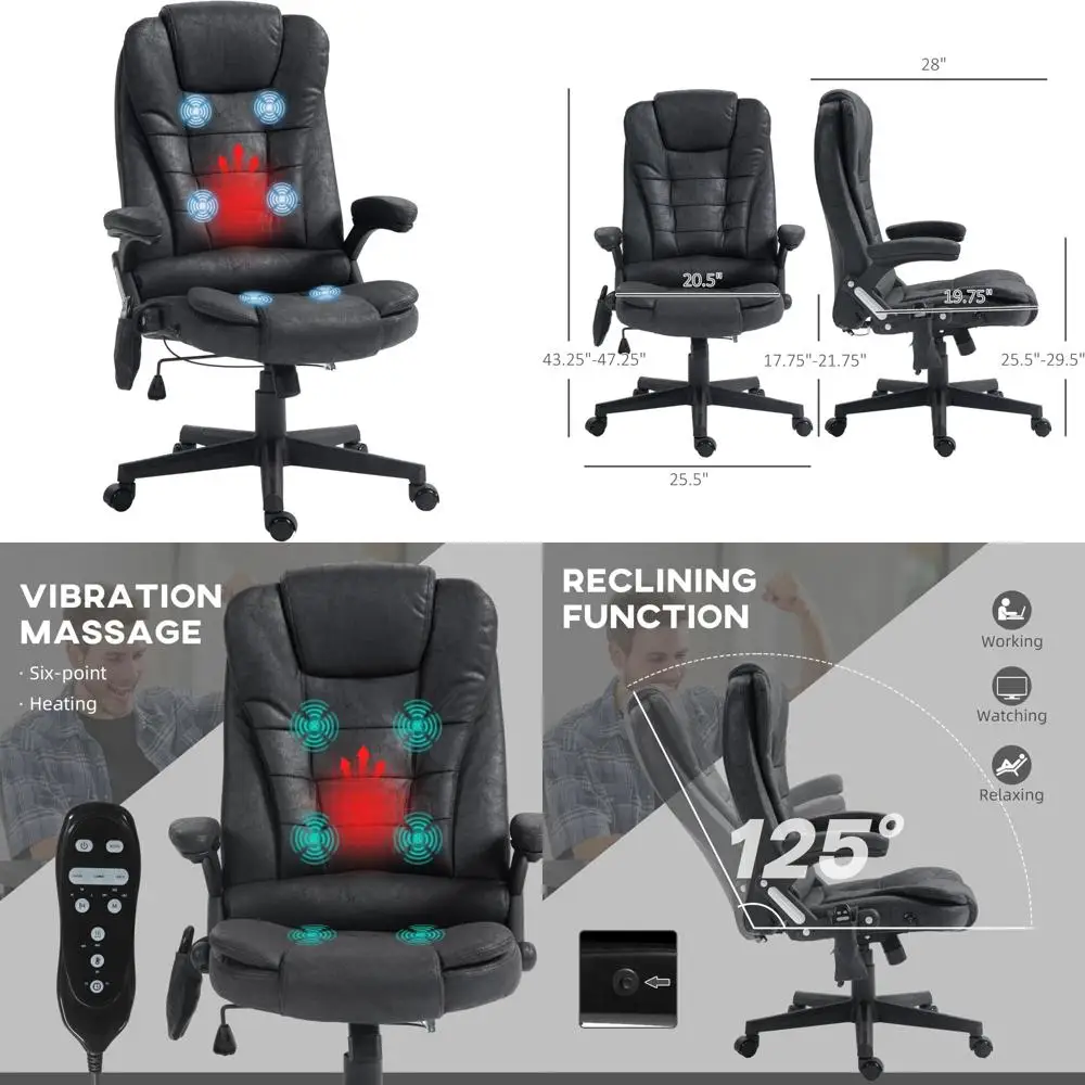 Vibrating Massage High Back Office Chair with Heat, Microfiber Upholstered Reclining Executive Chair for Comfortable Seating