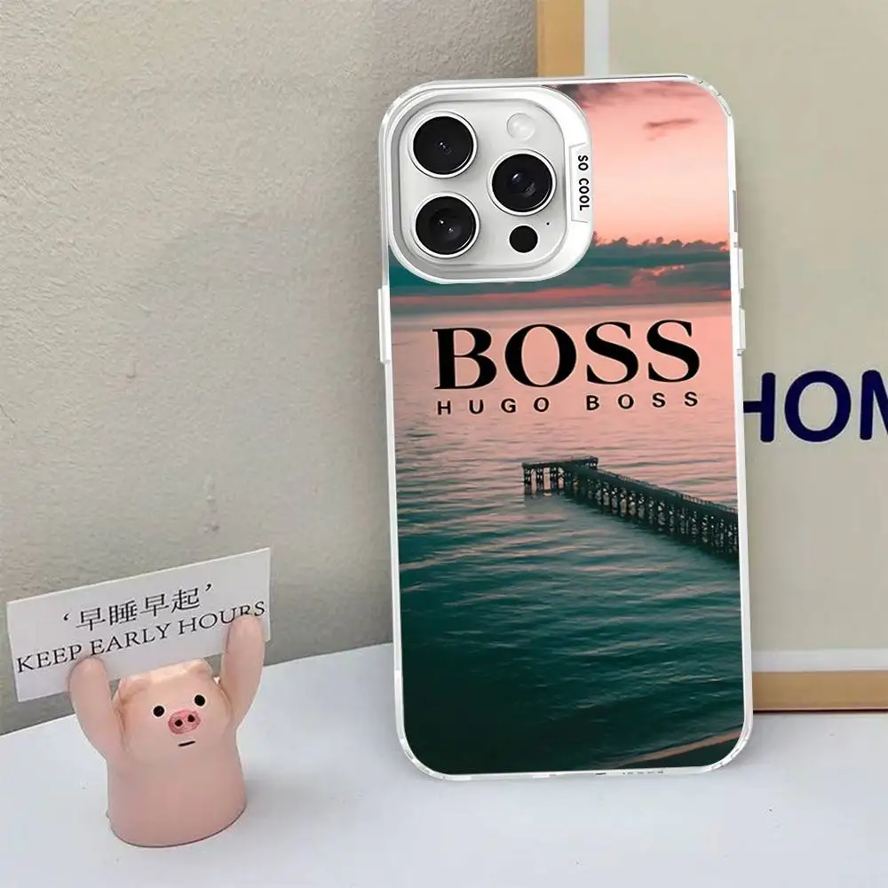 HUGO BBOSSES coque de téléphone pour iPhone 17 16 15 14 13 12 11 Pro MAX mat antichoc arrière Anti chute couverture mate