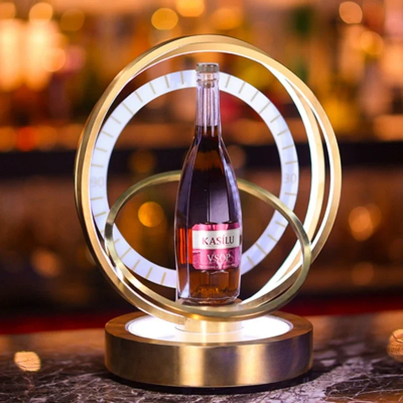 LED Lighted Liquor Bottle Display Shelf Glowing Ring Wine Champagne VIP Bottle Presenter For Bar Hotel Nightclub Villa